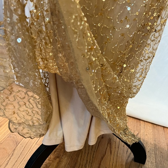 Vintage Y2K gold sequin✨ beaded cowl halter neck open back gown 🪐 - Picture 4 of 8